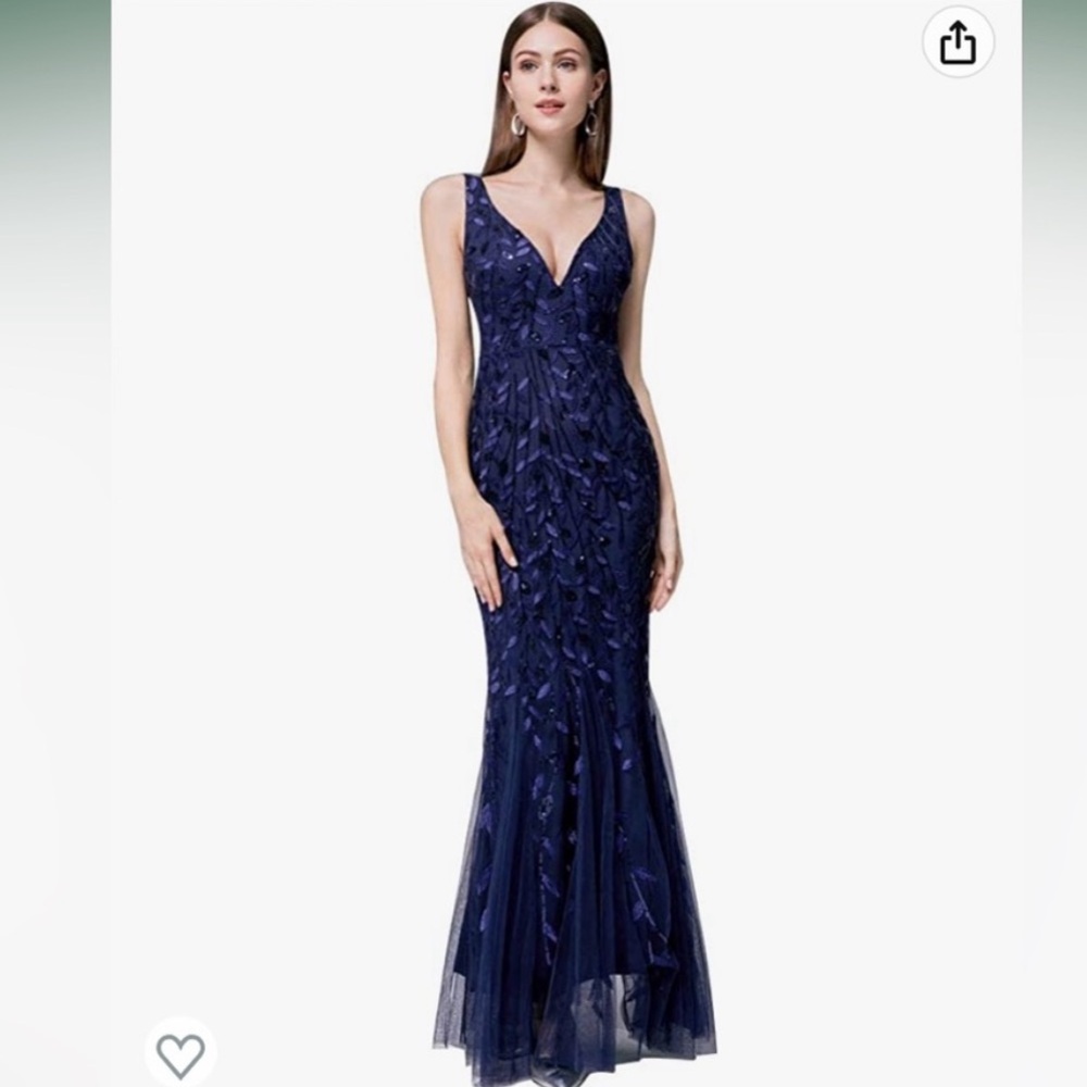 Navy blue embellished mermaid gown